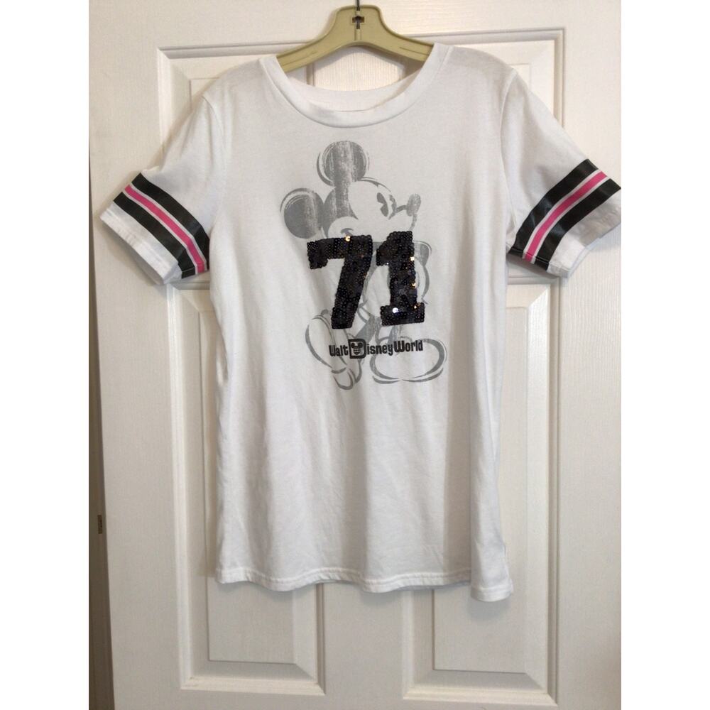 WALT DISNEY WORLD MICKEY MOUSE #71 S/S SEQUINED T-SHIRT SIZE L